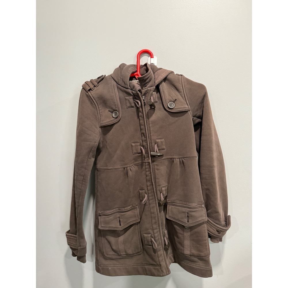Esprit‎ Brown Hooded Military Style Jacket Coat Toggle Front Women